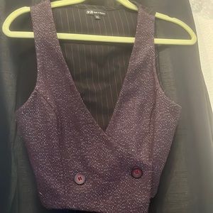 Purple vest with pin striped back